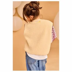 AO76 Gilets Sans Manches Réversible Façon Sherpa Jambo | Beige New