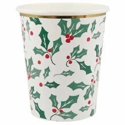 Meri Meri Gobelets Houx avec dorure - set de 8 Multicolore Hot