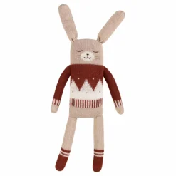 Main Sauvage Grand doudou lapin pull jacquard |