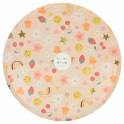 Meri Meri Grandes assiettes Happy Icons - set de 8 Multicolore Clearance