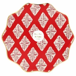 Enfant Meri Meri Grandes assiettes Noël motifs Block Print - set de 8