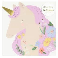 Enfant Meri Meri Décoration De Fête|Grandes serviettes en papier Meadow Licornes - Set de 16