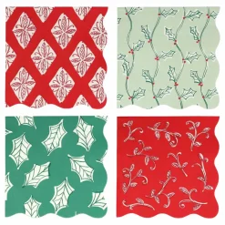 Best Meri Meri Grandes serviettes Noël motifs Block Print - set de 16 Multicolore