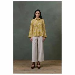 Sale Louise Misha Haut de Pyjama Loulna Mountain Avens Soie Habutai - Collection Femme | Jaune