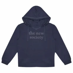the new society Hoodie Logo Flock | Bleu marine