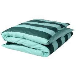La cerise sur le gâteau Housse de couette à rayures Malo | Bleu turquoise Sale