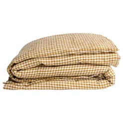 New Gabrielle Paris Housse de couette en lin lavé vichy | Curry