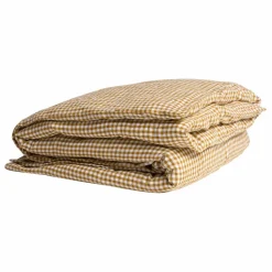 New Gabrielle Paris Housse de couette en lin lavé vichy | Curry