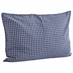 Madam Stoltz Housse de coussin à carreaux en coton | Bleu Discount