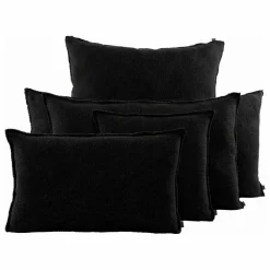 Best Haomy Housse de coussin en lin California | Noir