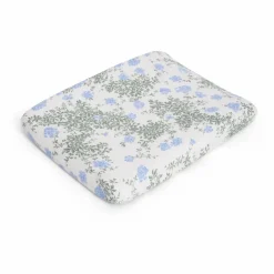 garbo&friends Housse de matelas à langer Plumbago en coton bio | Bleu Sale