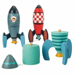 Tender Leaf Toys Jeu de Construction Fusées en bois - Set de 3