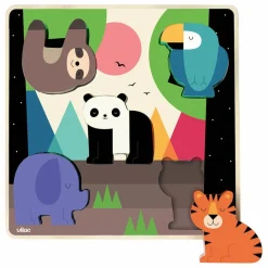 Vilac Jeu d'encastrement sonore Jungle Multicolore Hot