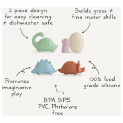 Mushie Jouets pour le bain Dino - Set de 4