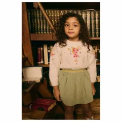 Louise Misha Jupe Cephée Velours Fin | Vert amande Discount