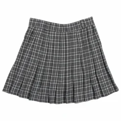 the new society Jupe Martina Carreaux Coton Bio | Gris foncé