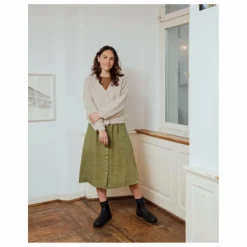 Online Matona Jupe Midi Lin | Vert olive