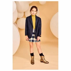 AO76 Jupe Philo Jin Carreaux | Bleu marine