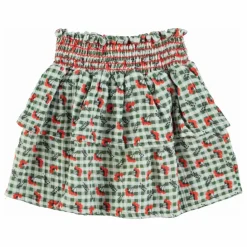 Piupiuchick Jupe Volants Carreaux Fleurs | Vert Best