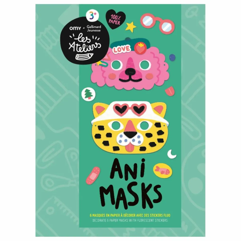 Omy x Gallimard Jeunesse Kit de 6 masques à décorer Ani Mask Multicolore Outlet