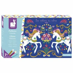 Janod Loisirs Créatifs|Kit pour dessins pailletés Licornes - x Hachette