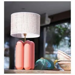 Sale Cosin Lampe à poser abat-jour en raphia Charlotte | Corail