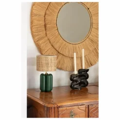 Cosin Lampe à poser abat-jour en raphia Charlotte | Vert foncé Outlet