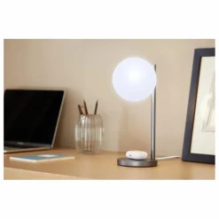 Lexon Lampe de bureau LED et support de chargement Bubble | Gris métal Clearance