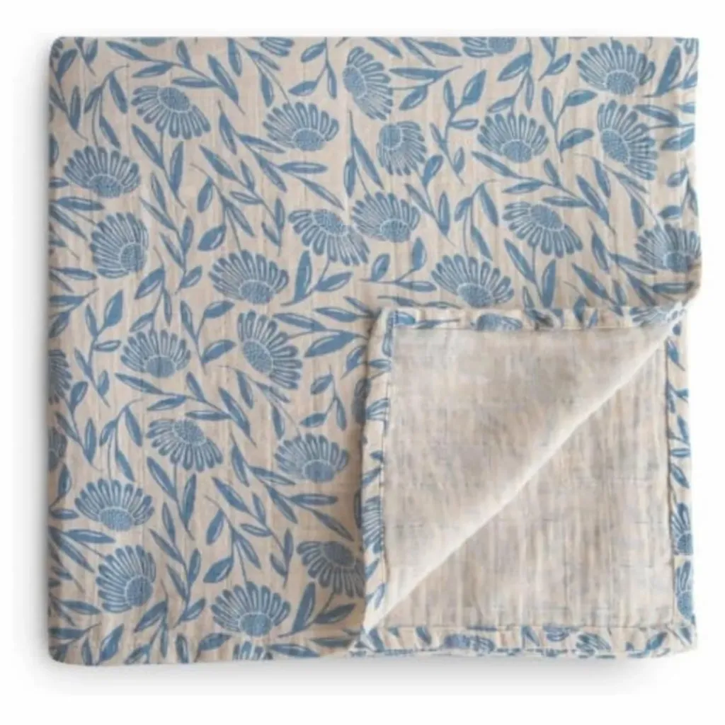 Mushie Gigoteuses, Tours De Lit|Gigoteuses, Emmaillotage|Lange d'emmaillotage Blue Flowers |