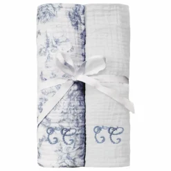Tartine et Chocolat Langes Toile de Jouy - Set de 2 | Bleu marine Hot