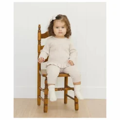 Quincy Mae Legging Maille Côtelée Bio | Grège Online