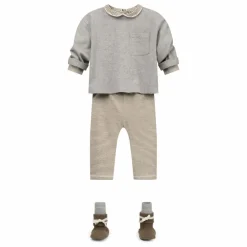 Gray Label Legging Rayures Coton Bio | Brun kaki