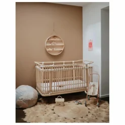 Bermbach Handcrafted Lit bébé Paul en rotin - Liens coton Naturel Discount