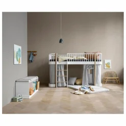 Best Oliver Furniture Lit mezzanine mi-haut Wood Original 90x200 cm | Chêne