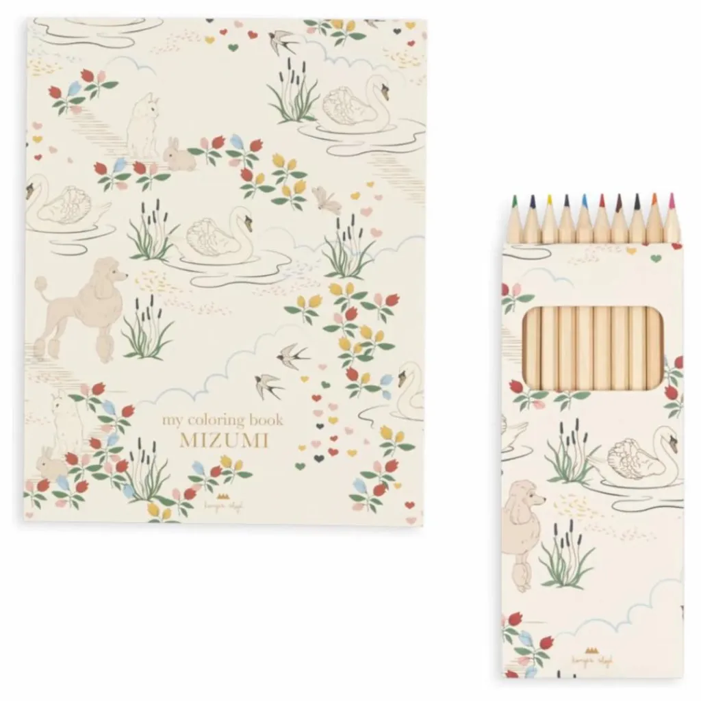 Konges Sløjd Livre de coloriage et crayons de couleurs Mizumi | Ecru New