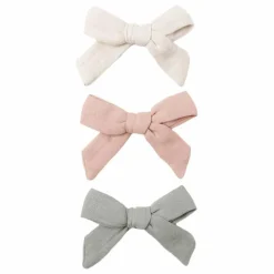 Online Quincy Mae Lot 3 Barrettes Nœuds Gaze de Coton Bio | Ivoire