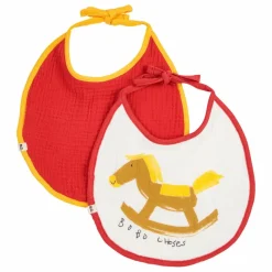 Bobo Choses Lot 2 Bavoirs Cheval Gaze de Coton Bio | Rouge Discount