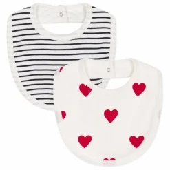 Outlet Petit Bateau Lot 2 Bavoirs Cœurs | Blanc
