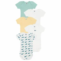 Petit Bateau Bodies, Combinaisons|Pyjamas Et Bodies|Lot 5 Bodies Baleine Coton Bio |