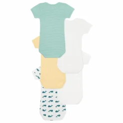 Petit Bateau Bodies, Combinaisons|Pyjamas Et Bodies|Lot 5 Bodies Baleine Coton Bio |