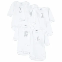 New Petit Bateau Lot 5 Bodies Croisés | Blanc