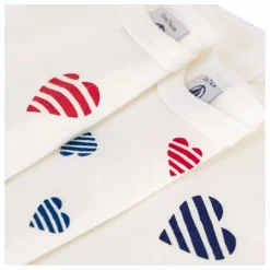 Petit Bateau Lot 3 Bodies Cœur Rayé Coton Bio | Blanc New