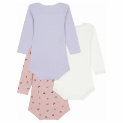 Petit Bateau Pyjamas Et Bodies|Premières Tenues|Lot 3 Bodies Fleuris Coton Bio |