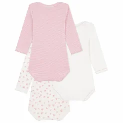 Sale Petit Bateau Lot 3 Bodies Girly | Blanc