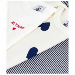 Petit Bateau Bodies, Combinaisons|Pyjamas Et Bodies|Lot 3 Bodies Je T'aime Coton Bio |