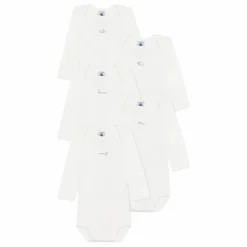 Petit Bateau Lot 5 Bodies Manches Longues Semainer Coton Bio | Ecru Hot