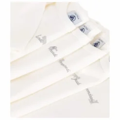 Petit Bateau Lot 5 Bodies Manches Longues Semainer Coton Bio | Ecru Hot
