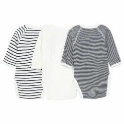 Petit Bateau Lot 3 Bodies Marinière Croisés Coton Bio |