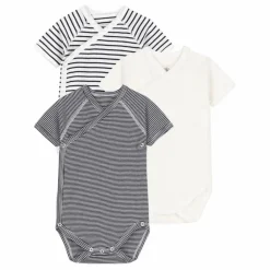Petit Bateau Lot 3 Bodies Naissance Rayés | Bleu marine Online