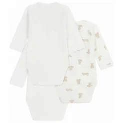 Petit Bateau Lot 3 Bodies Oursons Coton Bio | Blanc Clearance